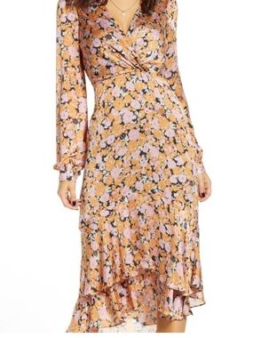 WAYF Celeste Ruffle Midi Dress XS